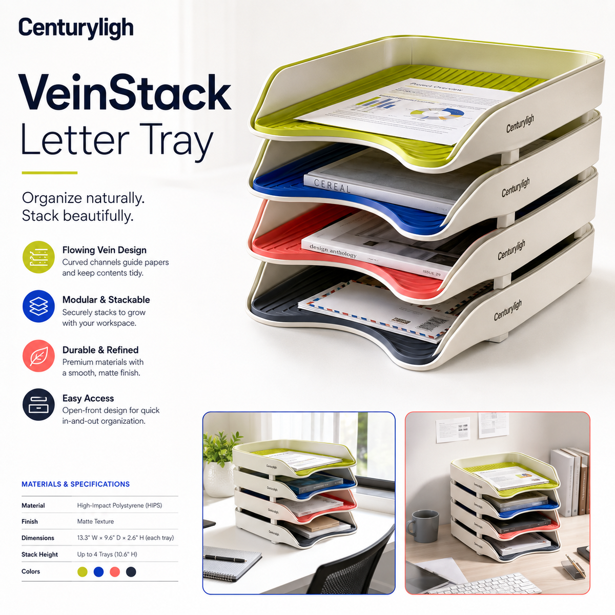 Centuryligh™ VeinStack Letter Tray