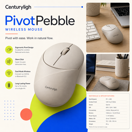 Centuryligh™ PivotPebble Ergonomic Mouse